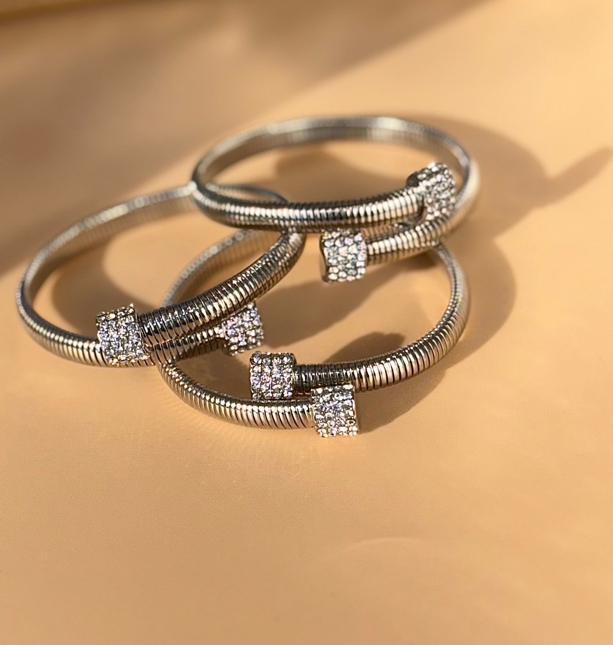 Ribbed Rhinestone Bracelet