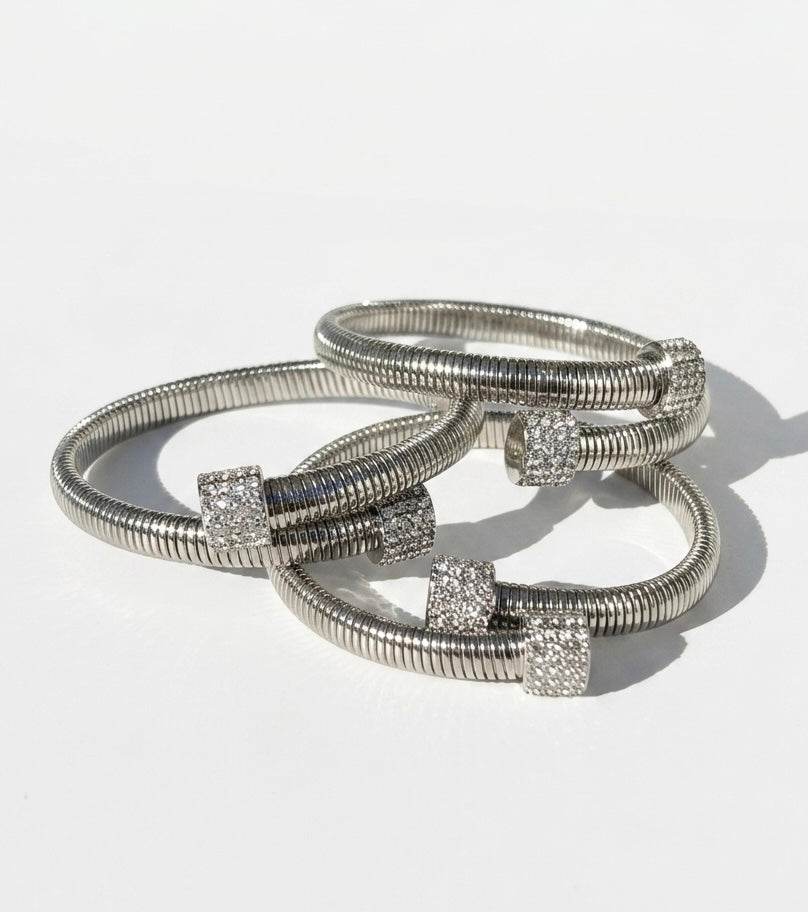 Ribbed Rhinestone Bracelet